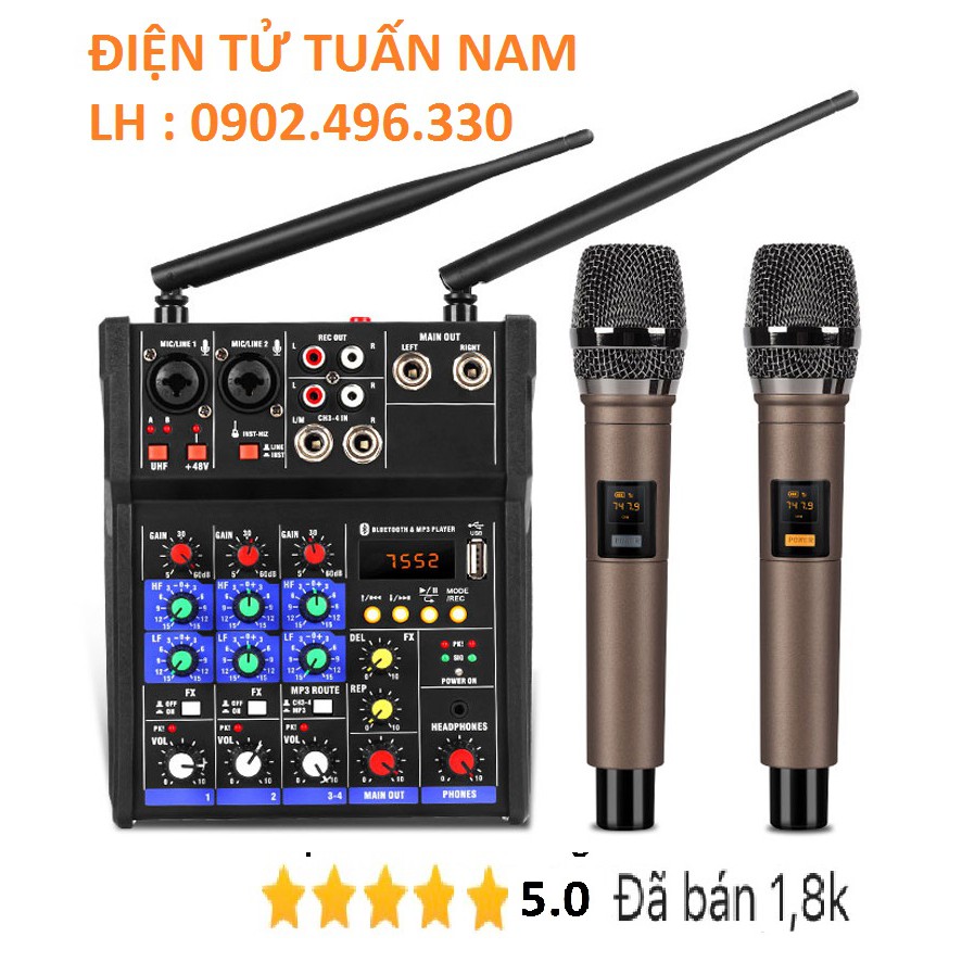 Bàn mixer karaoke G4 yamaha bộ Mic thu âm hát livestream tặng kèm 2 micro, Bh 12 tháng