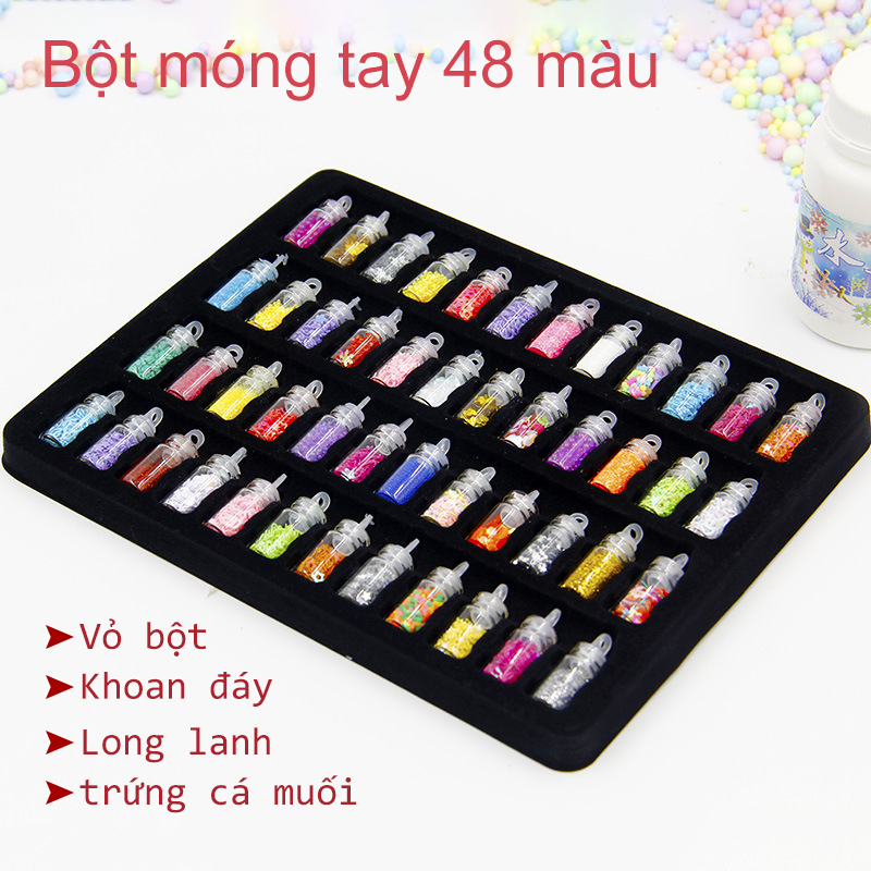 48 chai thủy tinh màu lấp lánh đính sequin móng tay trang sức DIY phụ kiện hạt thủy tinh vỏ bột-48S-001