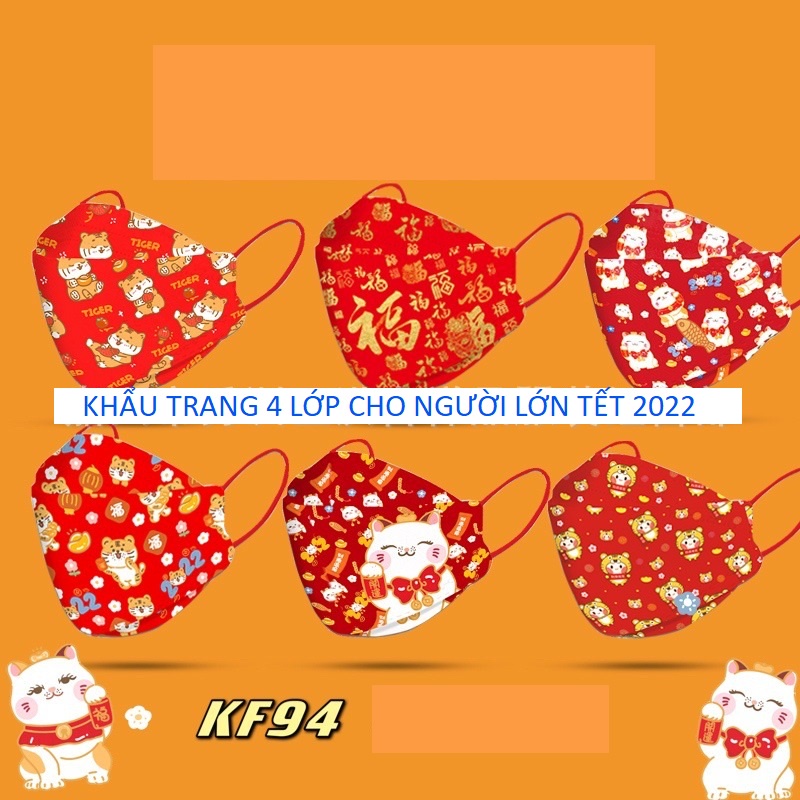 Set 10 cái khẩu trang KF94 hình Tết 2022 độc đáo K02T