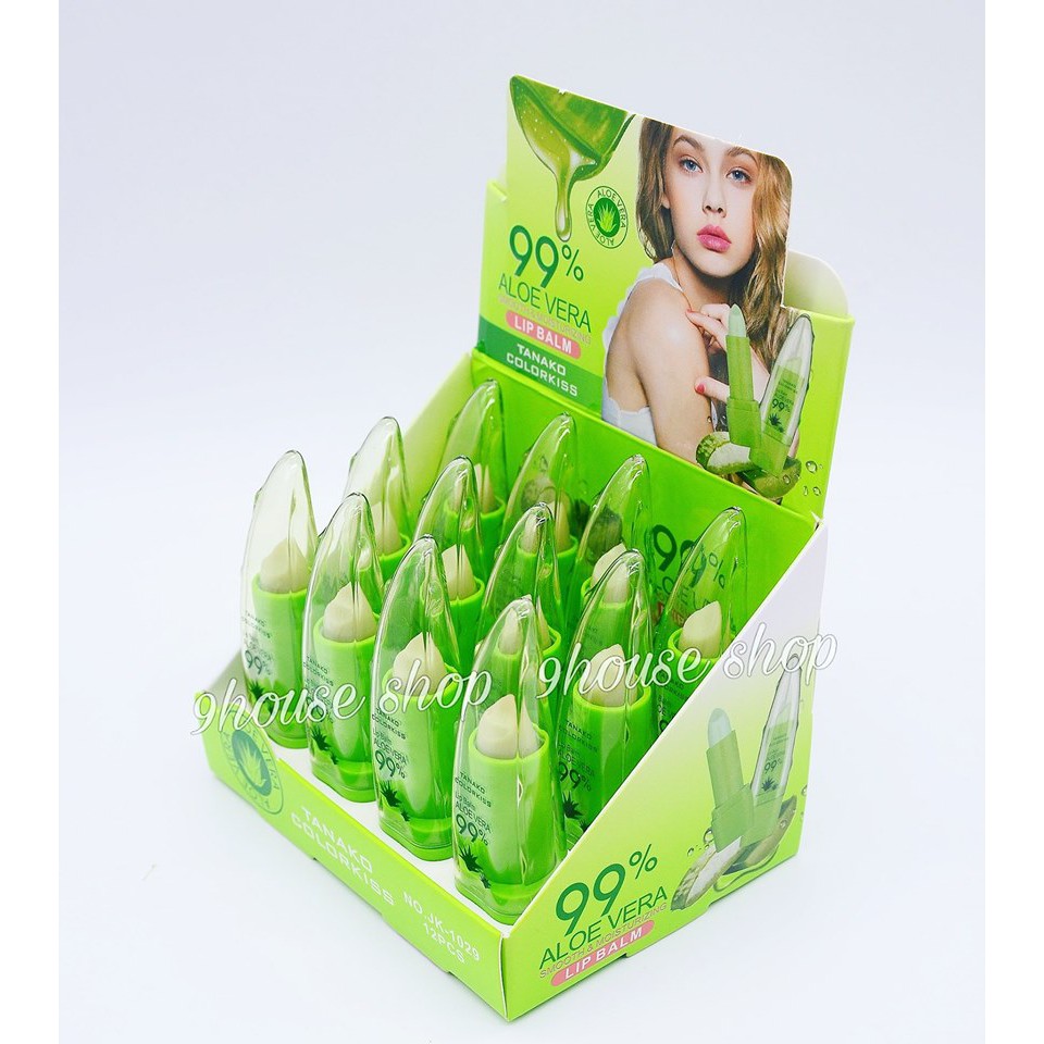 (SÁP) 01 Dưỡng Môi Nha Đam Aloe Vera 99% Tanako Colorkiss - LIP BALM