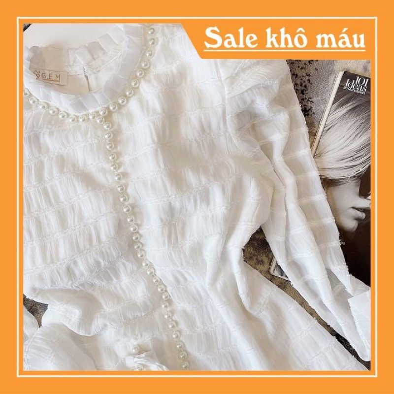 ÁO SƠ MI TRẮNG ĐÍNH NGỌC KIỂU NỮ 💕 CÔNG SỞ -ĐI HỌC -DẠO PHỐ -ĐI TIỆC💕 KẾT HỢP CHÂN VÁY -QUẦN TÂY HỢP THỜI TRANG
