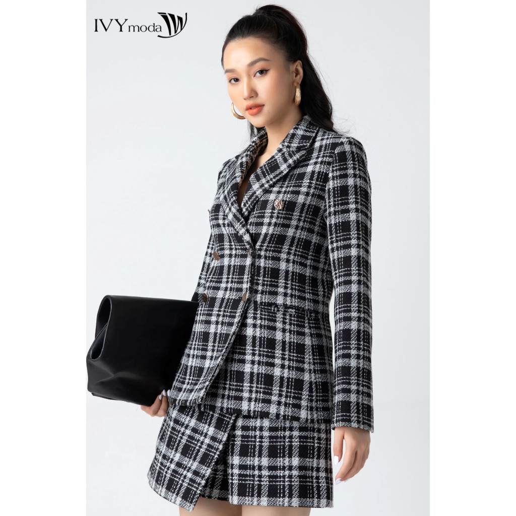 [NHẬP WABRTL5 GIẢM 10% TỐI ĐA 50K ĐH 250K ]Áo vest Tweed họa tiết kẻ IVY moda MS 67B9042