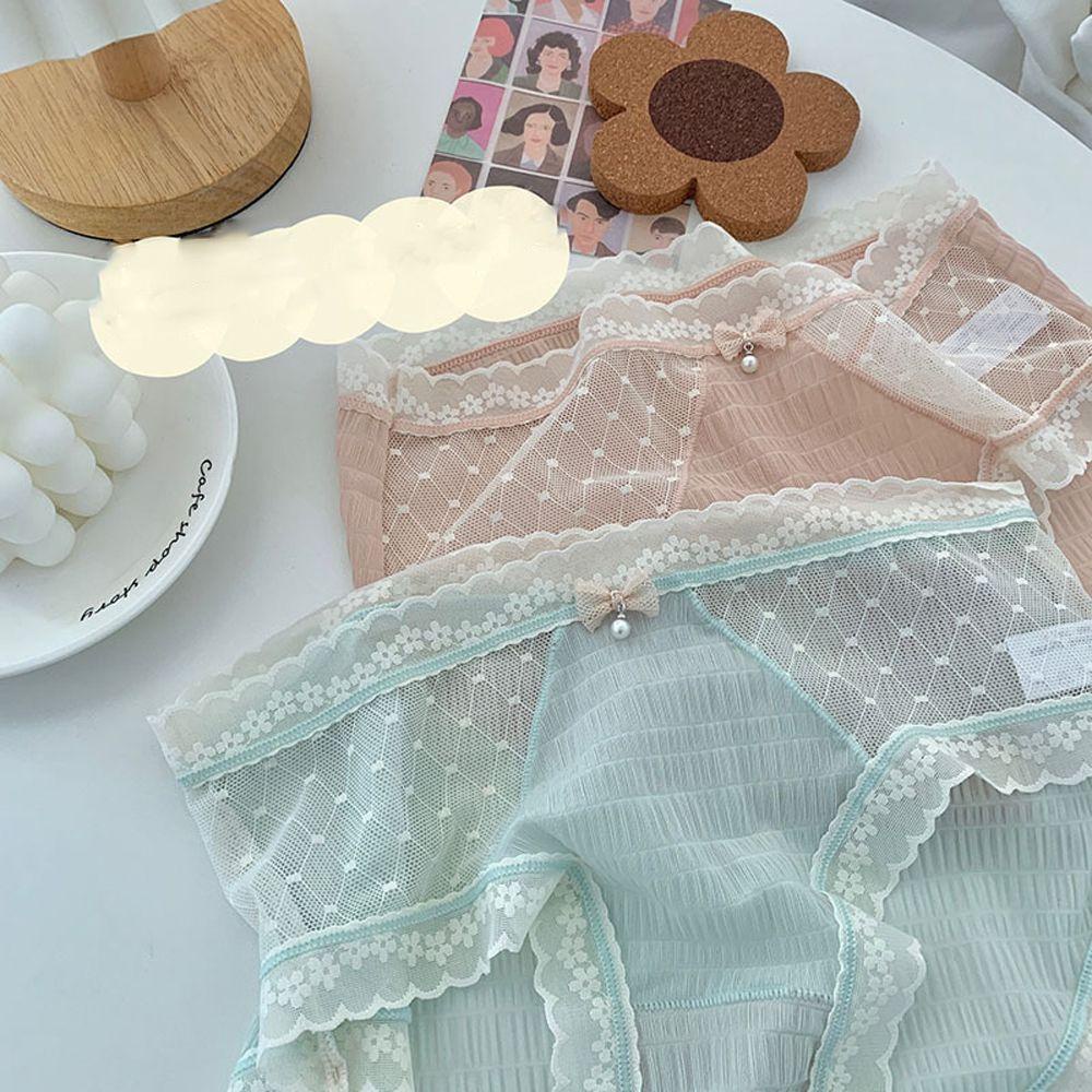 Quần Lót Lưng Vừa Thoáng Khí Màu Sắc Ngọt Ngào Phong Cách Nhật Bản Cho Nữ