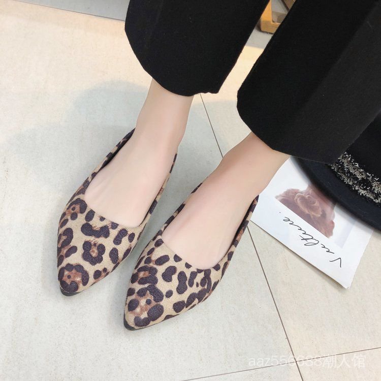 Giày Búp Bê Đế Bằng In Họa Tiết Da Báo Phong Cách Âu Mỹ Size Nhỏ 33 / 42 Thời Trang Cho Nữ