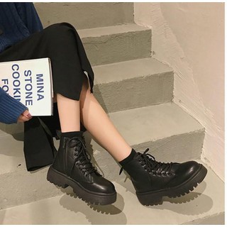 [HÀNG CÓ SẴN] Giày bốt nữ khoá kéo cá tính, đế cao 4cm chất da mềm G27 Martin | BigBuy360 - bigbuy360.vn