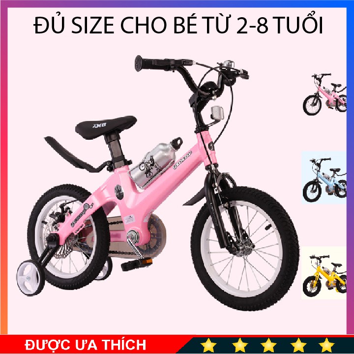 Xe đạp cho bé A284 size 12-14-16inch, cho bé trai gái từ 2-8 tuổi, siêu bền, bánh phụ, giảm sóc thể thao, nhiều màu