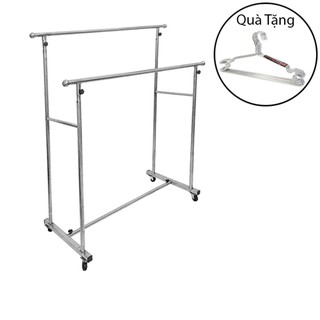 Sào phơi inox (tặng kèm 10 móc quần áo người lớn) sào đôi