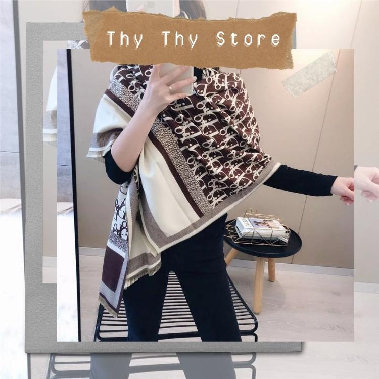 Khăn choàng dạ nâu chử 70x190cm THYTHY STORE