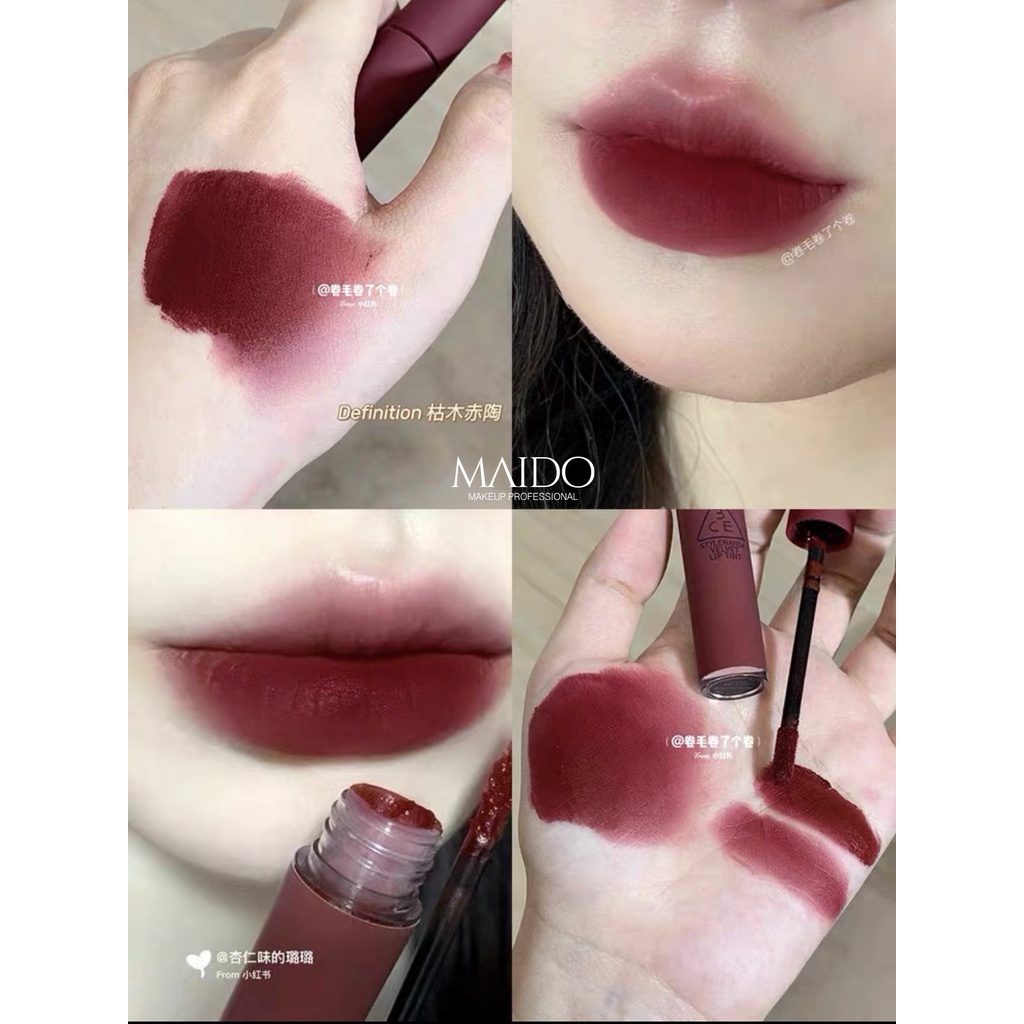 Son 3CE Velvet Lip Tint son kem lì chống dính cốc mền mịn lâu trôi S001 MAIDO cosmetics