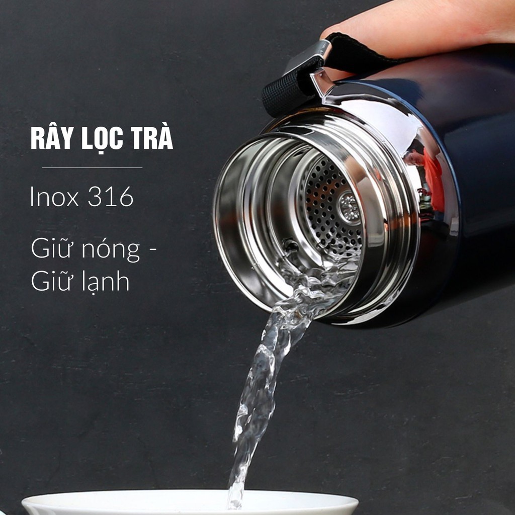 SALE SỐC] BÌNH GIỮ NHIỆT 4 LỚP LÕI INOX SUS 316 GIỮ NHIỆT LIÊN TỤC 24 TIẾNG - Có rây lọc, phong cách thể thao, an toàn