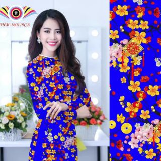 (KÈM HÌNH THẬT)Áo Dài Tết Xuân In 3D Vải Lụa Nhật