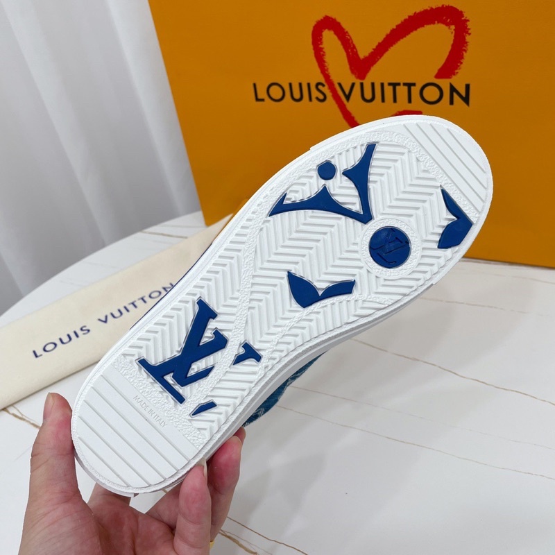 Giày thể thao nam và nữ thương hiệu Louis Vuitton LV da thật phối vải bò cao cấp
