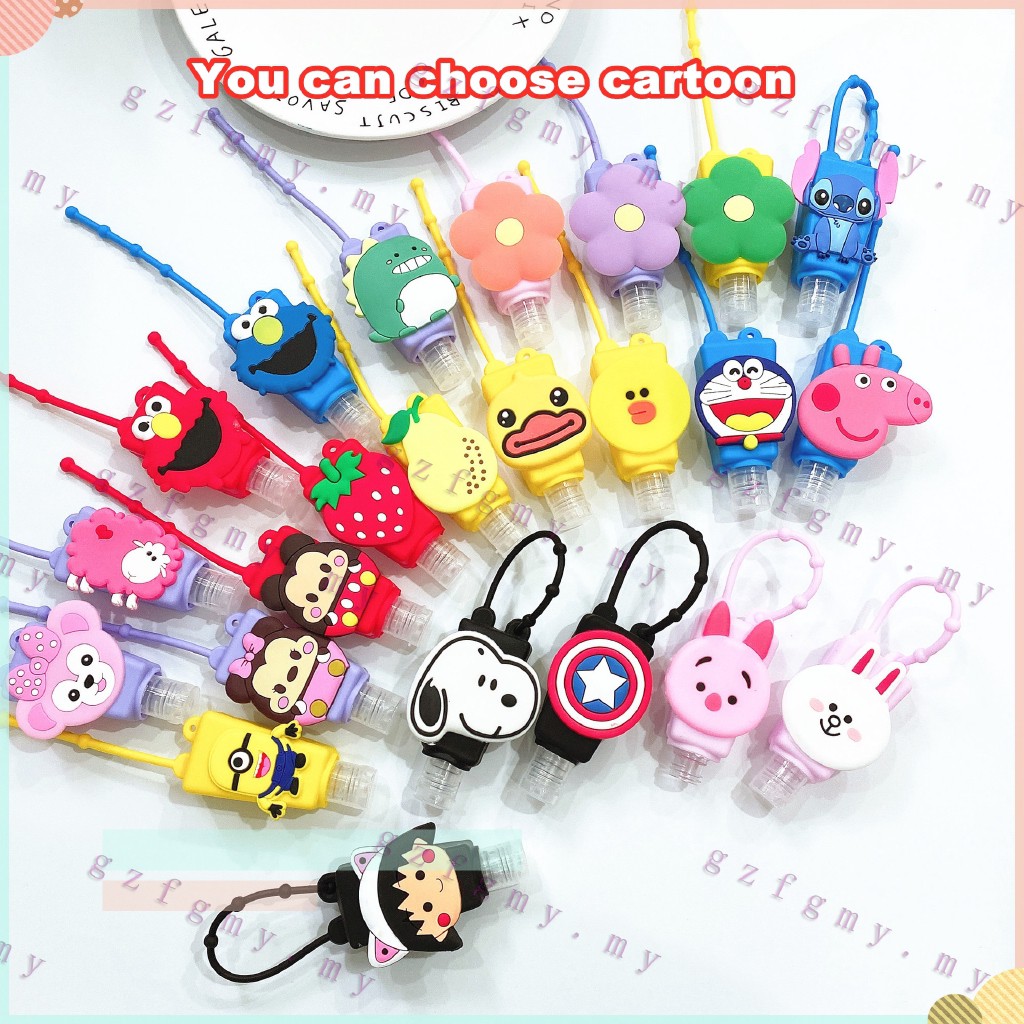 Chai 30ml Đựng Nước Rửa Tay Kèm Móc Treo Silicon Họa Tiết Hoạt Hình Siêu Cute