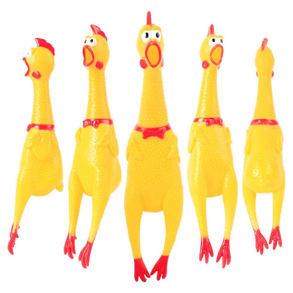 Gà gào vàng vui nhộn Bóp âm thanh Đồ chơi Vật nuôi Đồ chơi Squeak Vent Chicken Tricky