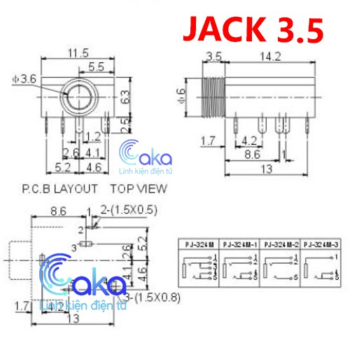 Jack Audio cái 3.5 Ốc Vặn PJ-324M