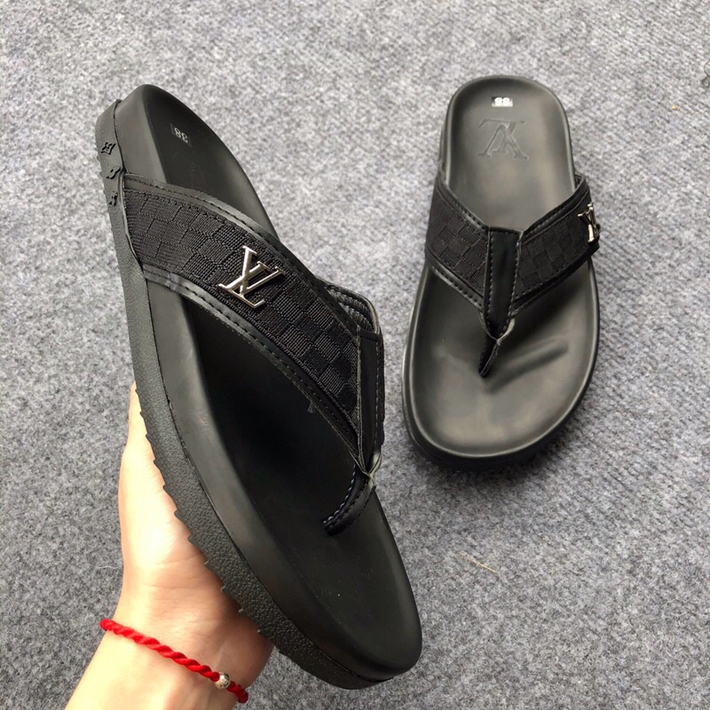 Dép lê nam quai chéo LV vân caro, dép quai chéo, dép nam đẹp