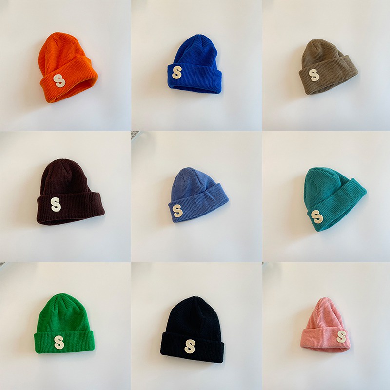 Mũ Len Thêu Chữ Phong Cách Hàn Quốc Dễ Thương Cho Bé