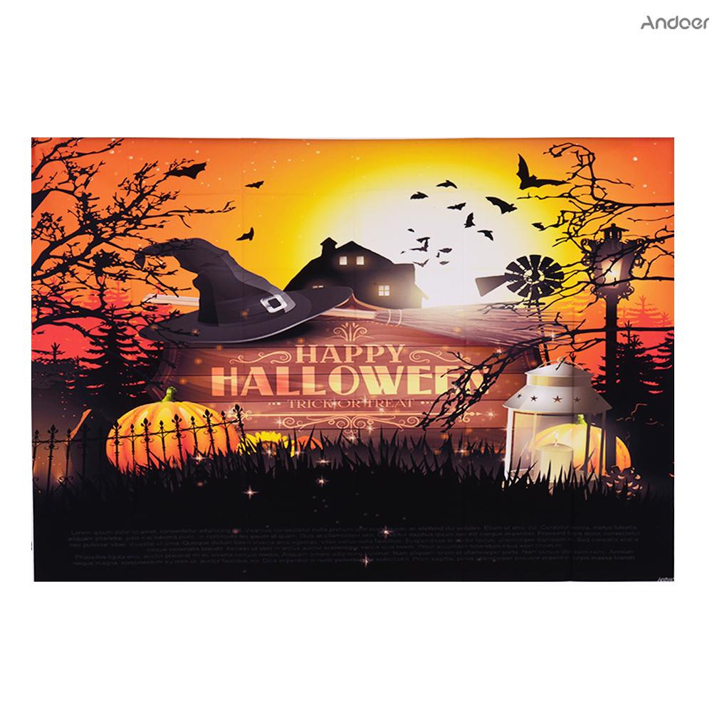 ✧   Andoer Halloween Style 1.5*2.1meters / 5*7feet Foldable Vinyl Photography Backdrop Background Pumpkin Photo Studio Props for Portrait Family Party Halloween Festival Photography