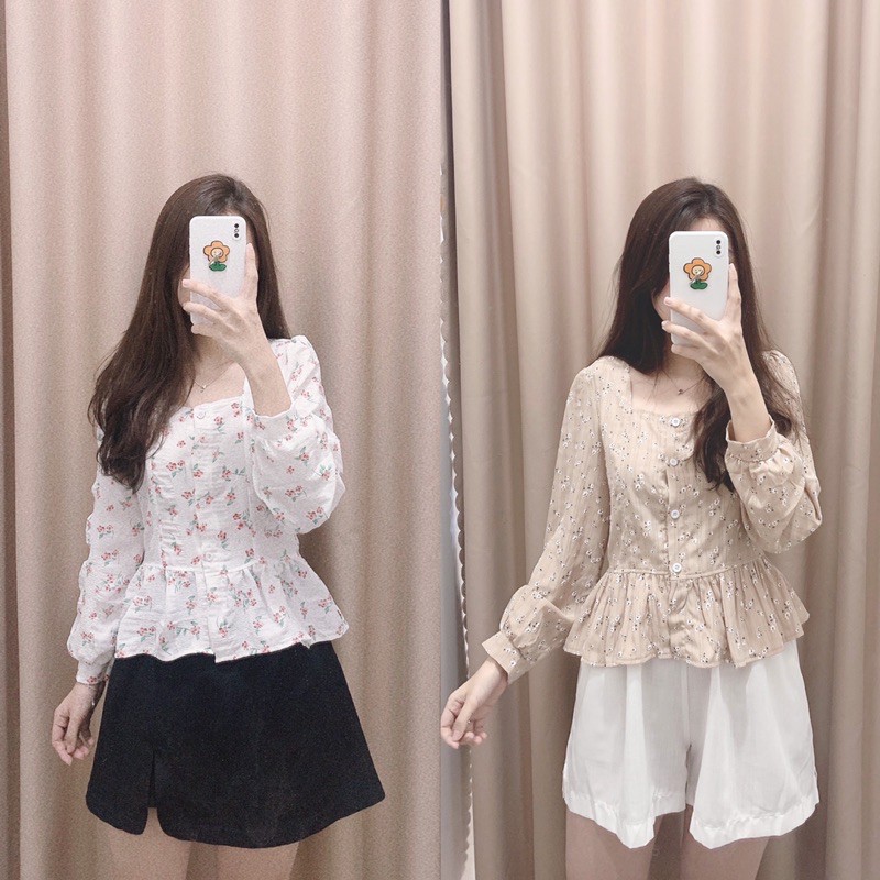 Áo hoa cổ vuông | BigBuy360 - bigbuy360.vn