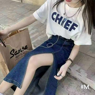 Chân Váy Jean dài xẻ tà 1 bên
