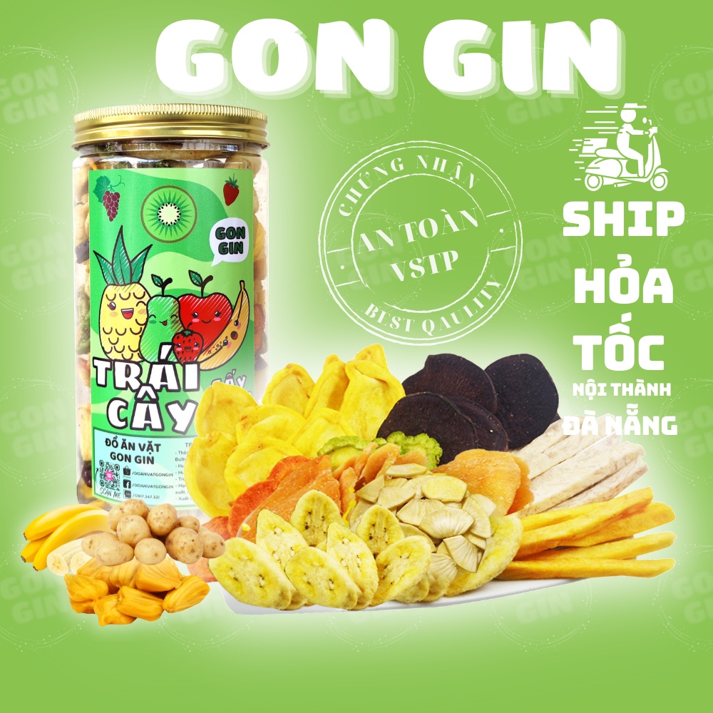 Trái cây hoa quả sấy khô ngũ vị 300g GON GIN đồ ăn vặt Đà Nẵng