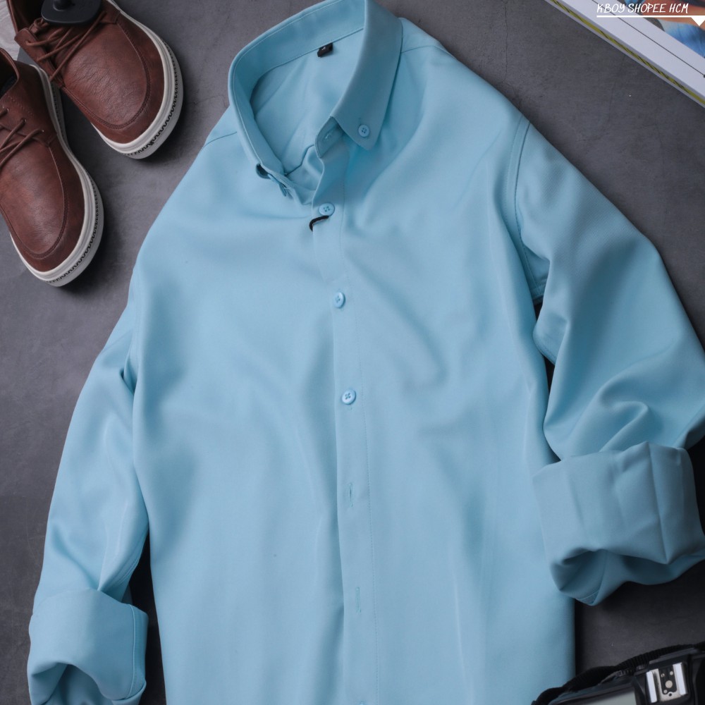 Áo sơ mi tay dài Trơn cao cấp - Bigsize, nhiều màu, tím, xanh biển, đỏ đô - A068