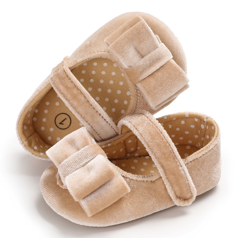 Giày nhung mềm mại kiểu công chúa cho bé gái sơ sinh