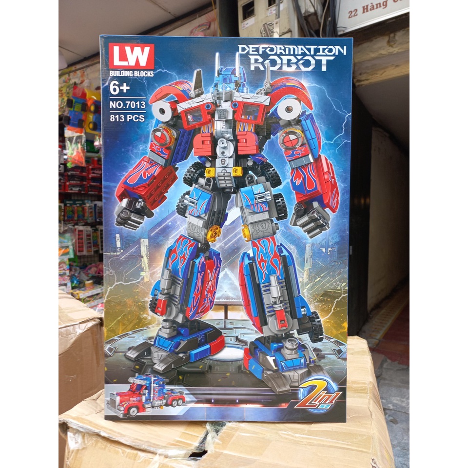 Lắp ghép LW 7013 Xếp hình Siêu Robot biến hình ô tô Building Blocks 813 mảnh