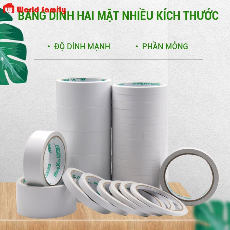 Băng Keo giấy 2 Mặt Nhiều Kích Thước