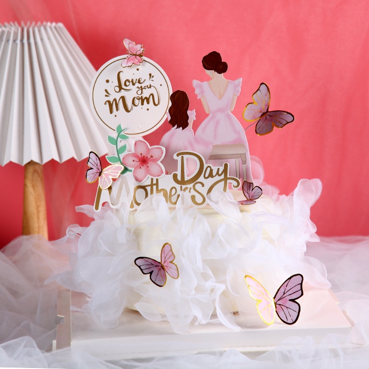 Phụ Kiện Cắm Trang Trí Bánh Kem Hình Chú Bướm Sau Lưng Lãng Mạn