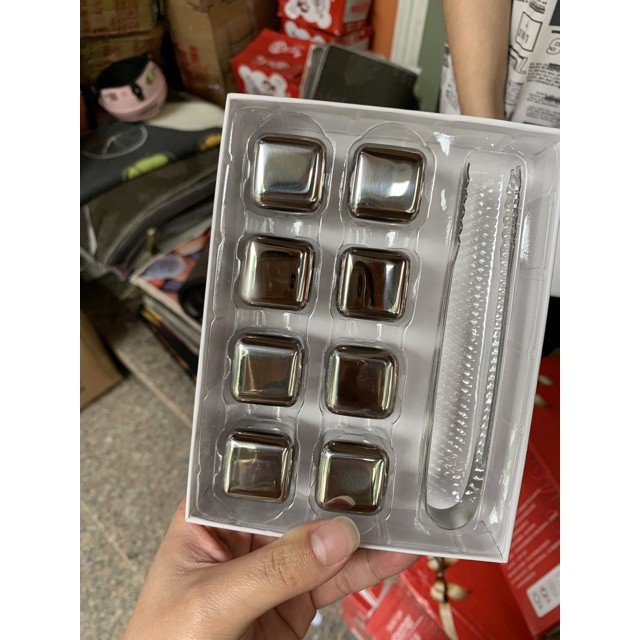Đá Lạnh Inox Không Tan Cooling Cubes 8 Viên HÀNG CAO CẤP _SỈ TOÀN QUỐC