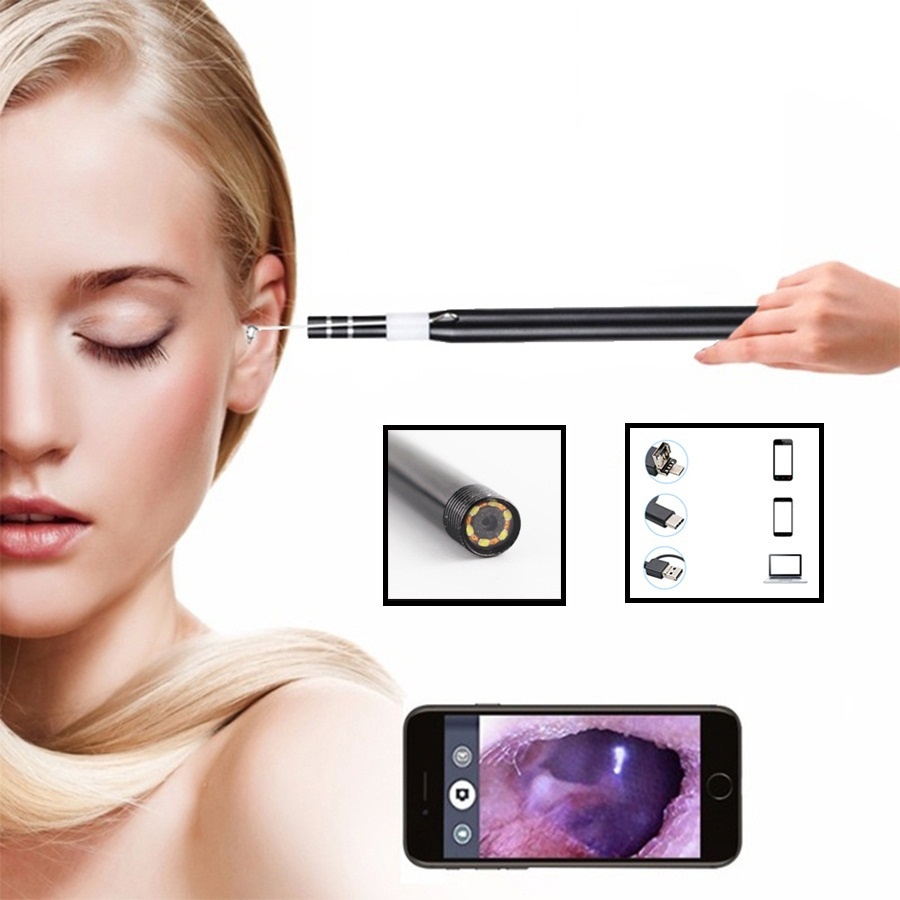 Hút Ráy Tai Camera wifi✔️Chính Hãng✔️ 3 trong 1 có đèn LED, Nội Soi Tai Mũi Họng,Kết Nối Với Điện Thoại , Laptop