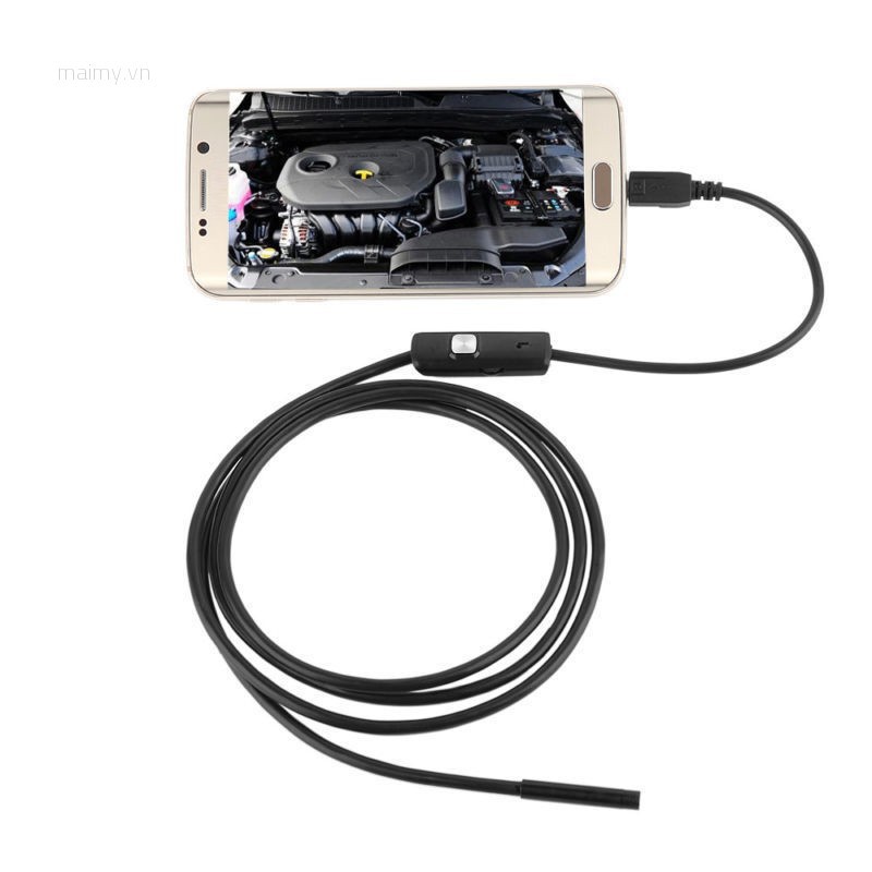 Camera nội soi 7mm 6 bóng LED chống nước kết nối với điện thoại Android , PC