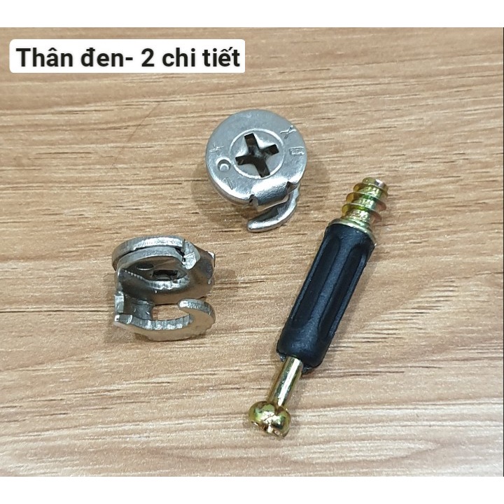 Ốc Cam Liên Kết Gỗ Thân Đen, Chốt Đỡ Kệ Cài Âm Chốt Hãm Đợt Loại Dài 2 Chi Tiết Và 3 Chi Tiết Thành Phần BLUKA