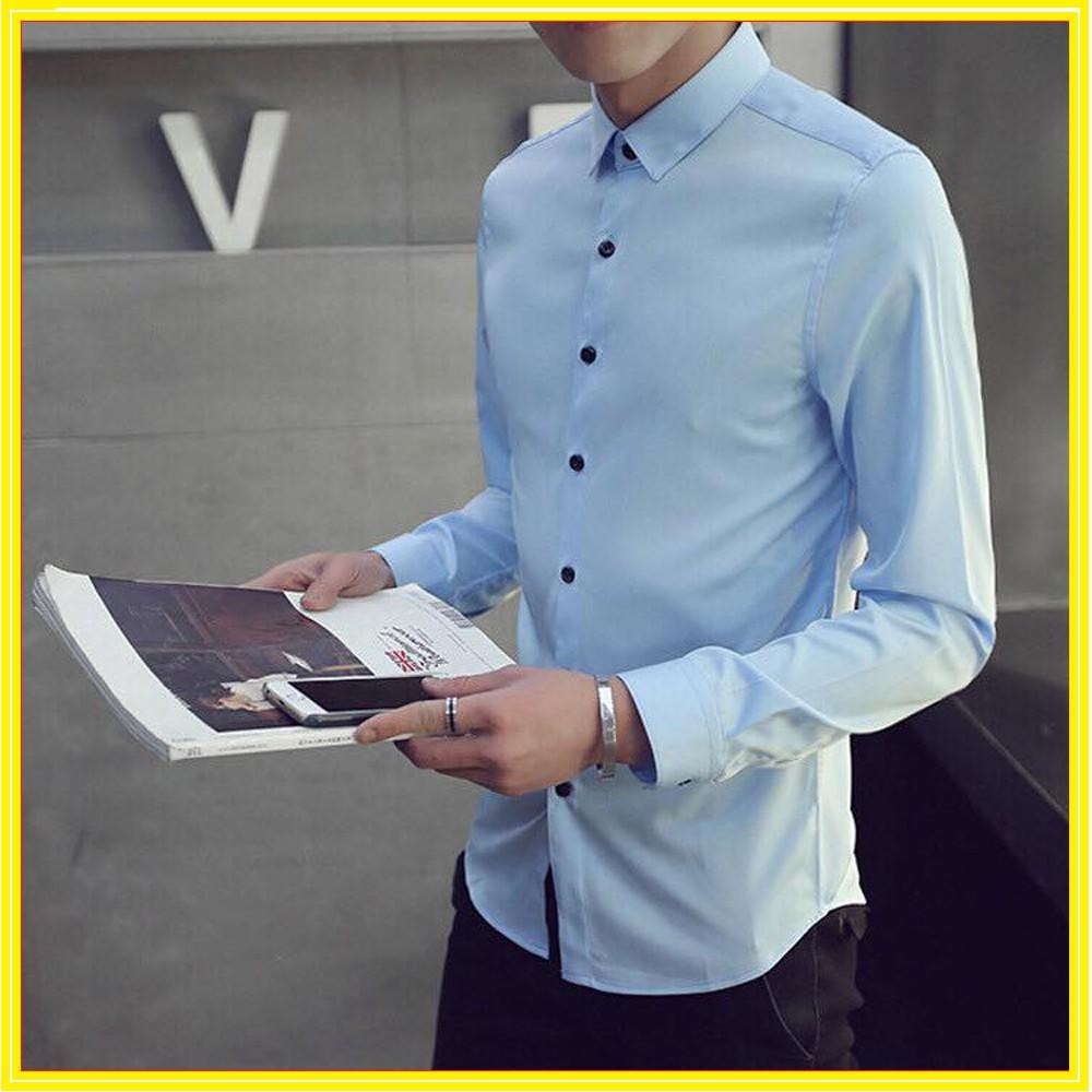 NEW ARRIVAL Áo Sơ Mi Nam Trơn màu xanh da trời