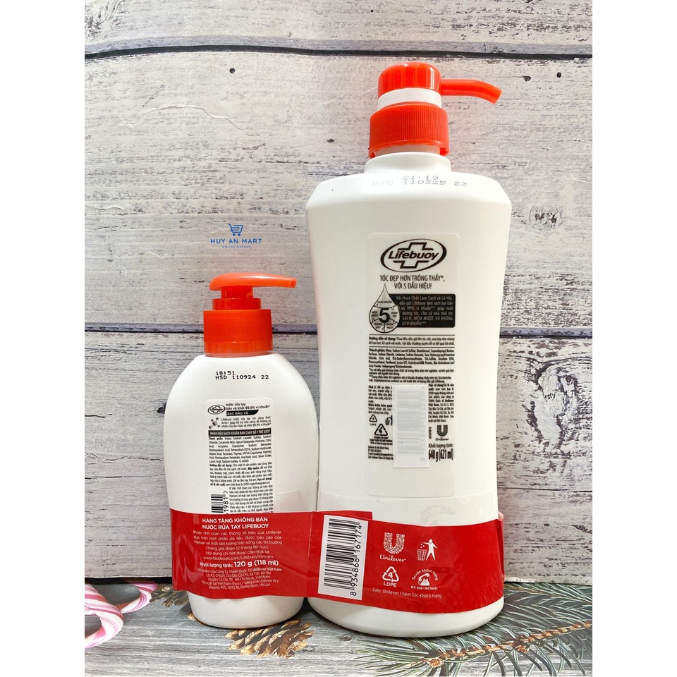 ⚡MUA 1 TẶNG 1⚡ Dầu gội Lifebuoy 640g tặng kèm chai nước rửa tay bảo vệ vượt trội 120g