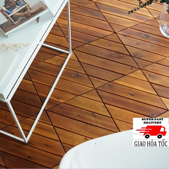 Tẩm vỉ nhựa sàn gỗ tự nhiên cao cấp 6 nan chéo, Vỉ dày chắc chắn có vít ốc dưới nan chịu mọi thời tiết Home Decor
