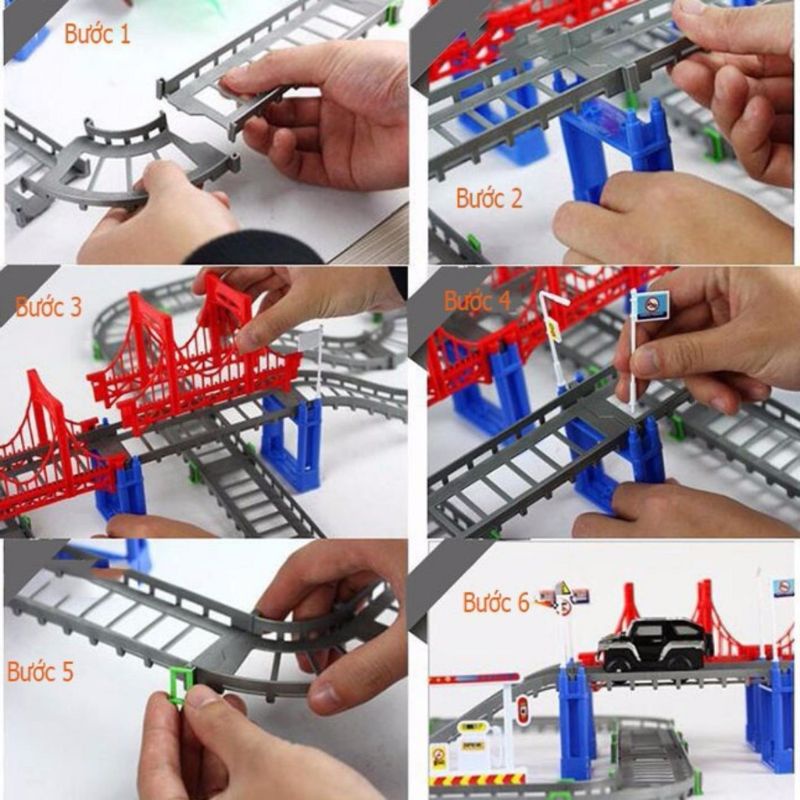 Bộ ô tô tàu hỏa đường ray 88 chi tiết . đồ chơi lắp ráp cho bé