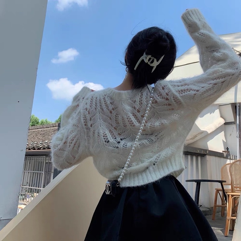 Áo cadigan lưới sexy cúc ngọc