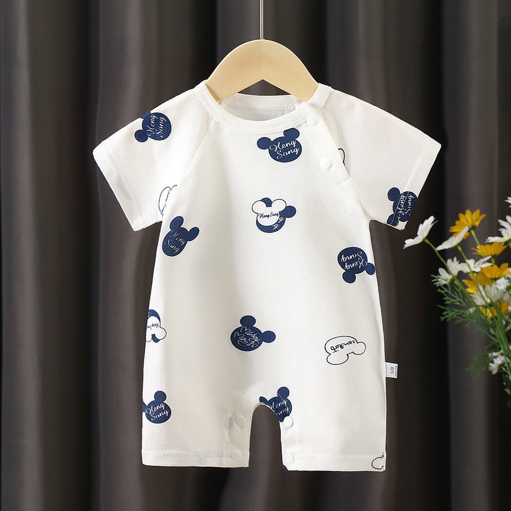 baby cotton one-piece Ngắn- Bộ đồ ngủ trẻ em có tay romper mùa hè 0-2 tuổi cho bé sơ sinh và mặc nhà