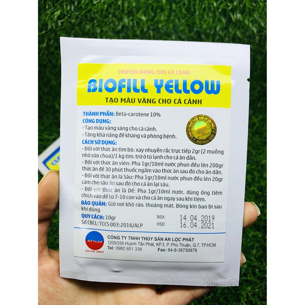 Chất tạo màu cho cá cảnh BIOFILL YELLOW Tạo Màu Vàng - 1 GÓI 10g