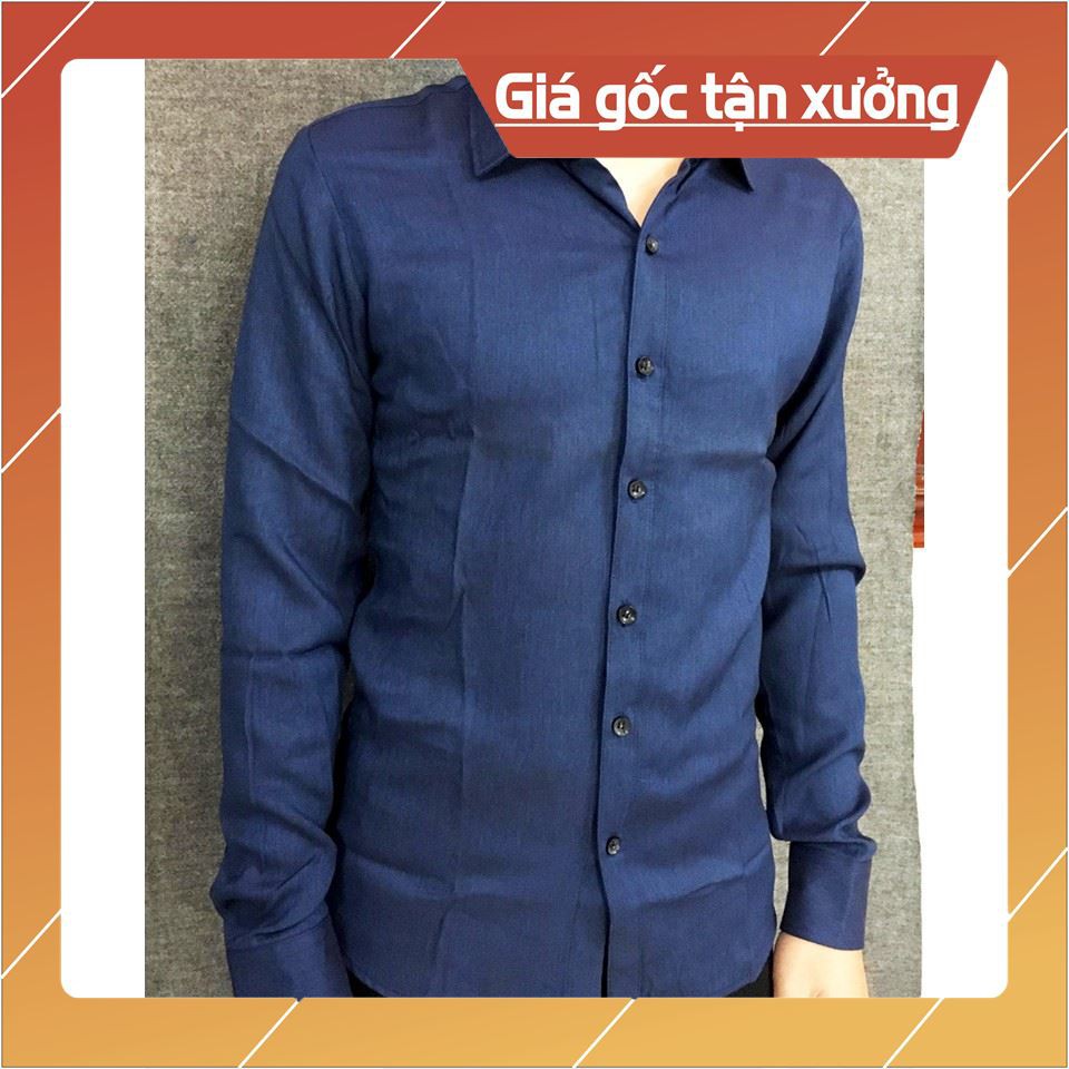 Sơ Mi Nam Dài Tay Giả Vải Bò Cotton Pha Lụa Co Dãn 4 Chiều Mịn Mát Form Body Hàng Đẹp