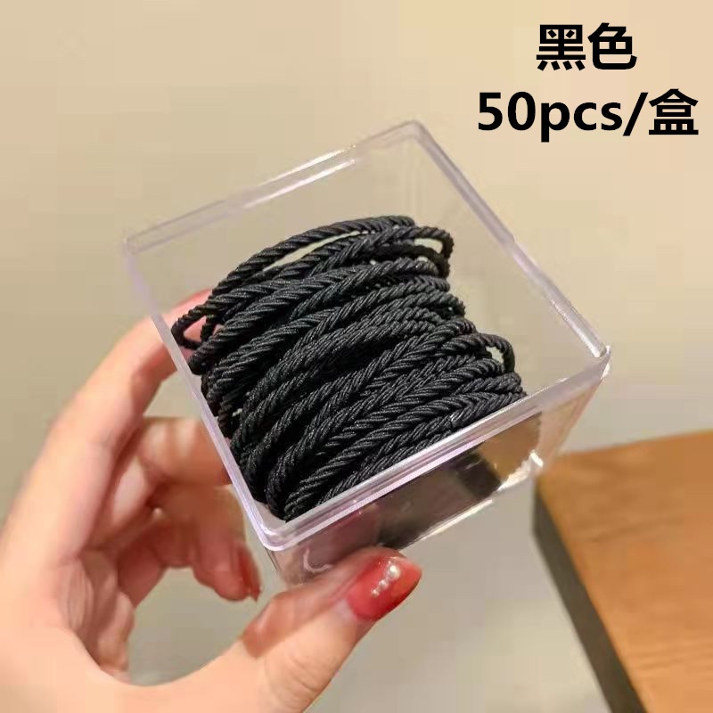 Hộp 50 Dây Buộc Tóc Cao Su Co Giãn Màu Gradient Đơn Giản