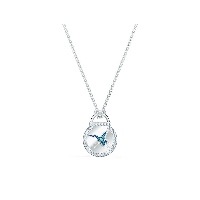 FREE SHIP Dây Chuyền Nữ Swarovski TOGETHERNESS Khóa trái tim màu xanh tình yêu Necklace Crystal FASHION cá tính Trang sức trang sức đeo THỜI TRANG