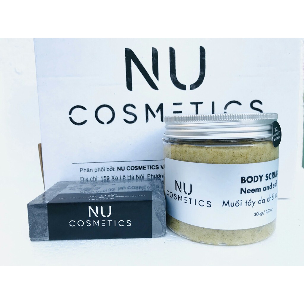 Tẩy tế bào chết muối biển bột neem scrub dầu dừa NU.Cosmetics Handmade