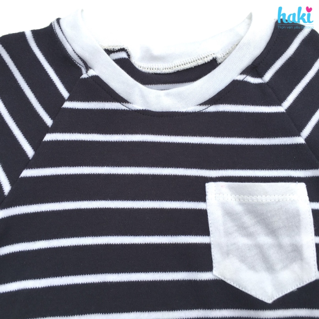Áo cotton kẻ dài tay ranglan (3 màu) cho bé trai bé gái HAKI