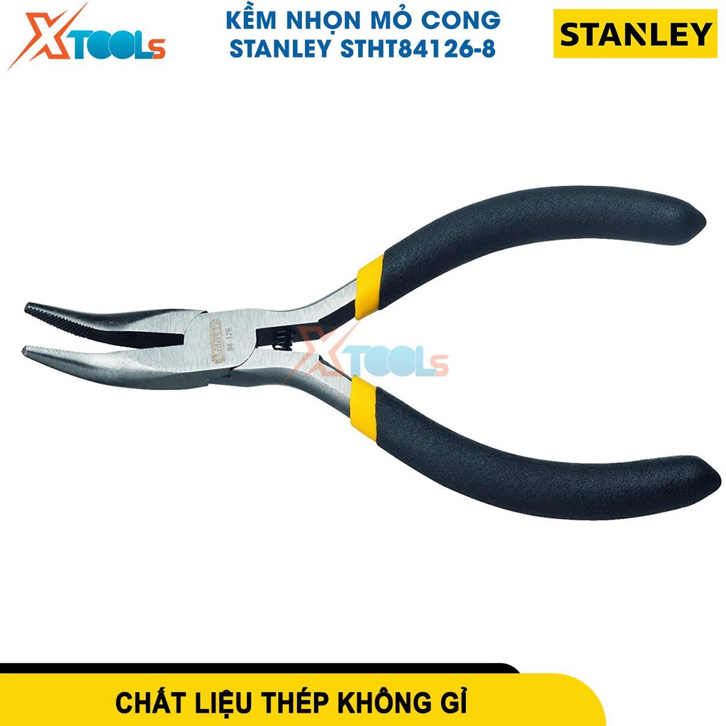 Kềm mỏ nhọn mũi cong 5 inch/127 mm STANLEY STHT84126-8, chiều dài dài 127mm (5 inch) không có răng cưa-CHÍNH HÃNG-XTOOLS