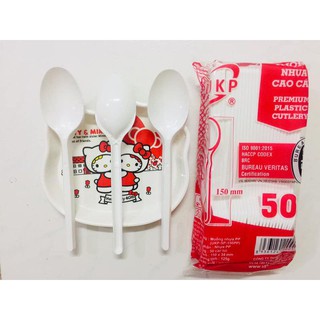 Muỗng nhựa trắng cao cấp 1 gói 50 cái