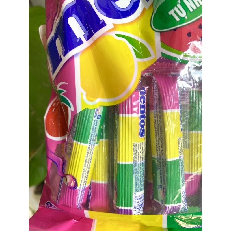 Goi Kẹo Nhai Mentos Mini Cầu Vồng Hương Trái Cây Gói 24 Thỏi