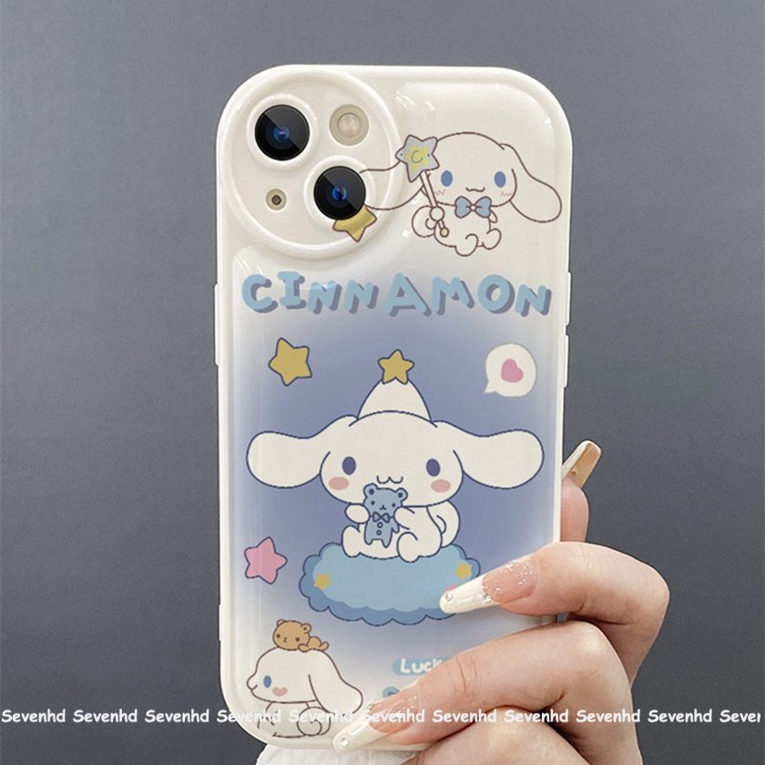 Ốp Điện Thoại Mềm Hình Chú Cún Mắt To Màu Trắng / Sao iPhone 14 13 12 11 Pro Max X XR Xs Max 8 7 6 6s Plus SE 2020